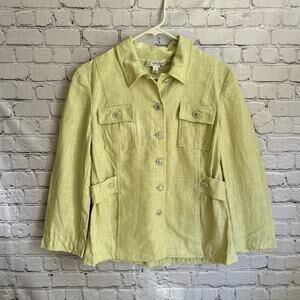 St John Sport Linen Jacket Size Small Vintage‎ Button Down Chic Front Pockets